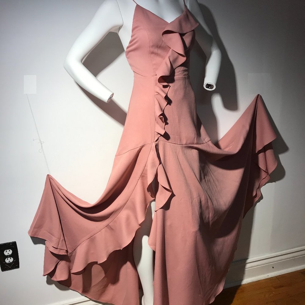 F21 Blush Pink Peach Salmon Maxi Dress Gown Robe Flow Swing Skirt Weeding NWOT